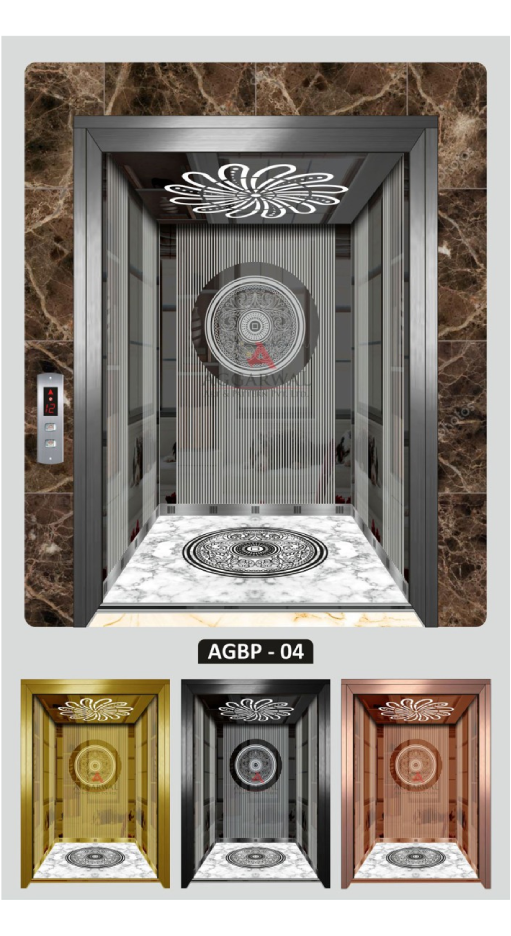 Stylish elevator interior with soft lighting