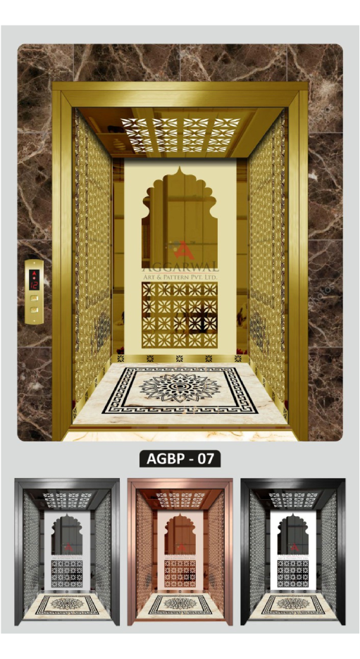 Stylish elevator interior with soft lighting